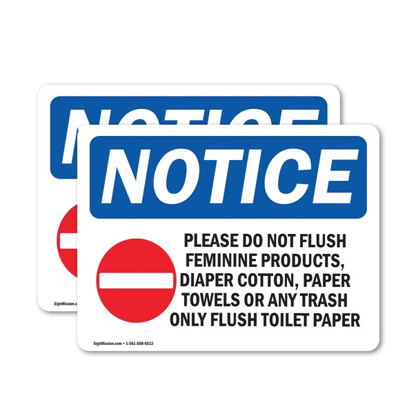 Signmission Please Do Not Flush Feminine Sign With Symbol, 10 in W x Rectangle, Vinyl Decal OS-2PACK-NS-D-710-L-17380 - main